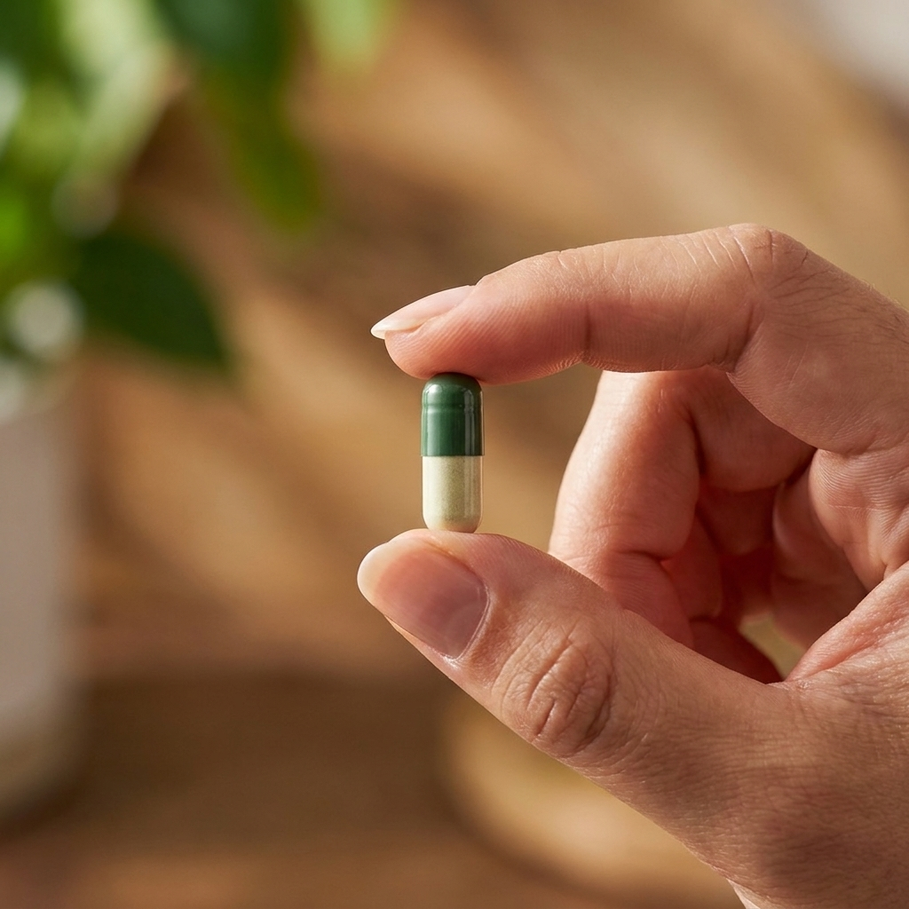 A SonaMind capsule held between two fingers